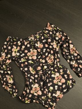 Victoria's Secret Black Cover Up Romper with Pink Floral Print